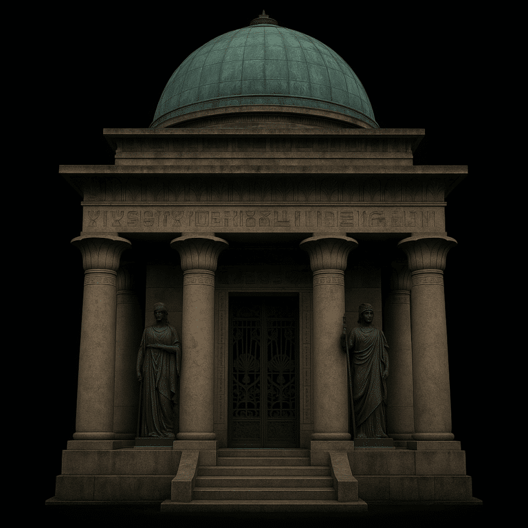 mausoleo schilizzi con colonne e cupola verde