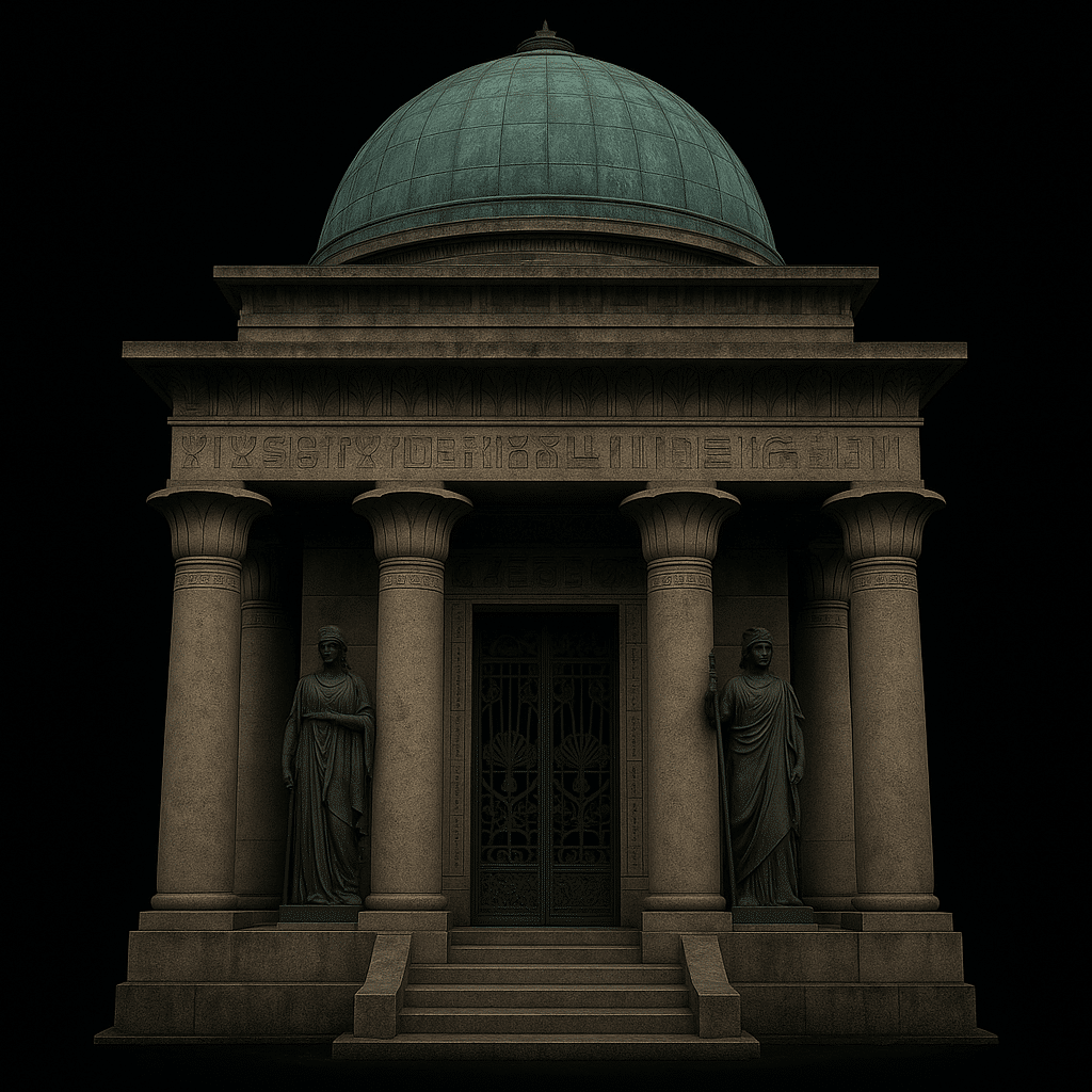 mausoleo schilizzi con colonne e cupola verde